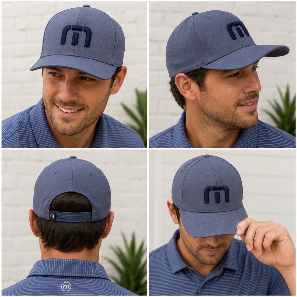 TravisMathew Gray & Navy Snapback Golf Hat Adjustable Performance Cap